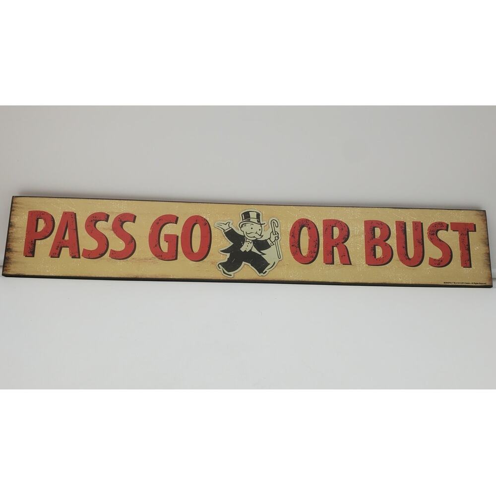 MONOPOLY Wooden Hanging Sign, OPEN ROADS HOME ACCENTS - PASS GO OR BUST